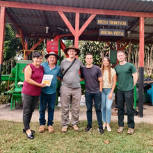 Load image into Gallery viewer, Maria, Carlos, Jose Ignacio and Yessica Arrieta with OCR Green Buyer Roland Glew (middle-left) and Head of eCommerce Chris Glover Price (right) at the ARBAR micromill
