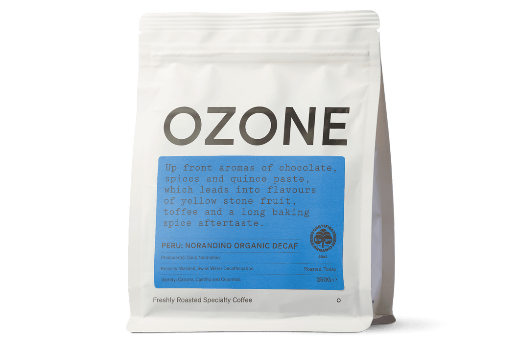 Peru: Norandino Organic Decaf. Freshly roasted decaffeinated specialty coffee from Ozone Coffee Roasters New Zealand